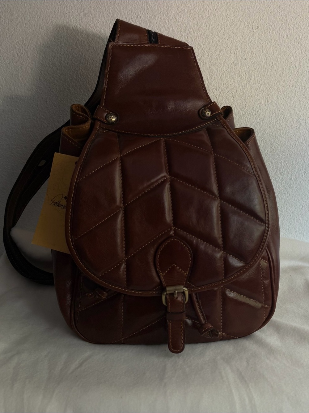 Leather Quilted Brown Women’s Backpack